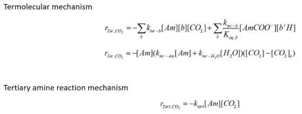 Termolecular mechanism과 tertiary 아민 reaction mechanism