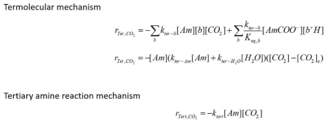 Termolecular mechanism과 tertiary 아민 reaction mechanism