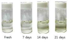 Photographs of MAB-N samples after thermal treatment at 120 oC in 1 inch OD tube reactors. All the samples contain mixed inhibitors of 0.1% Z1 and 0.2% AB
