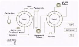 TCD, FID가 장착된 2-detector의 GC 시스템 구성도