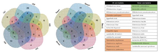 UC 환자 및 Donor core bacteria