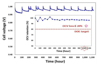 다기능 3차원 계면접착층이 적용된 MEA의 OCV holding test