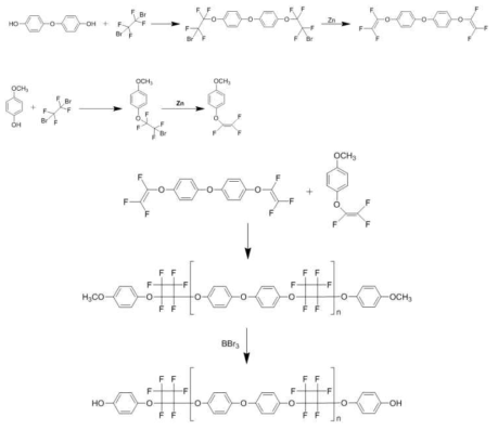 PFCB기반 부분 불소화 소수성 소중합체 합성 경로