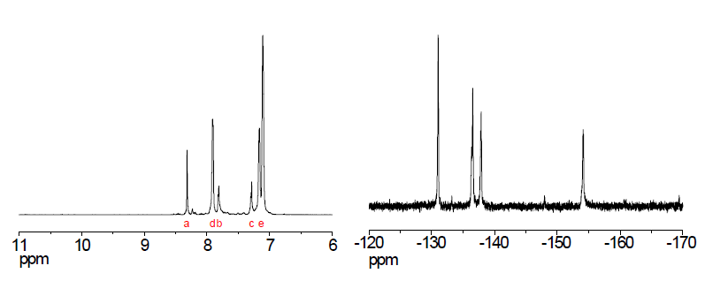 가지형 고분자(Ga/b)의 1H-NMR 및 19F-NMR 분석 결과
