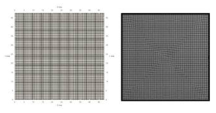 Thermal driven cavity 격자 (왼쪽) NEK5000, (오른쪽) Fluent