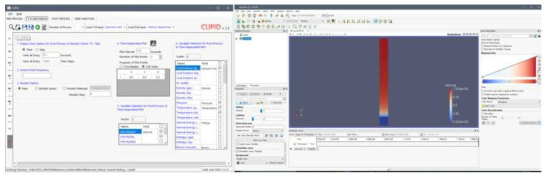 CUPID를 활용한 핵비등 열전달 해석 연구 진행 화면