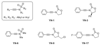 Cross-coupling 반응을 통해 합성한 아인아마이드(ynamide)의 화학적 구조