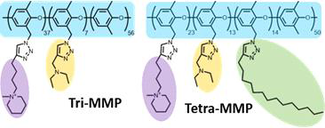 PPO계열 고분자 (좌) Tri block, (우) Tetra block 화학 구조식. Tetra block에 long alkyl chain을 추가해 상 분리를 유도함