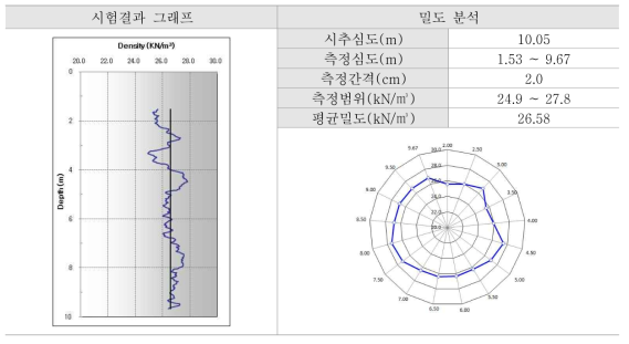 CP3-2 시추공에서의 밀도검층 결과