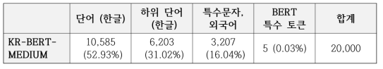 KR-BERT-MEDIUM의 사전 구성