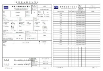 침투 탐상 검사 보고서