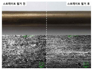 스트레이트 필거 적용 전/후 표면 형상 비교