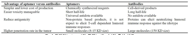 압타머(aptamer)와 항체(antibody)의 특성 비교