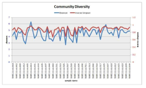 Community diversity among the 3 study groups