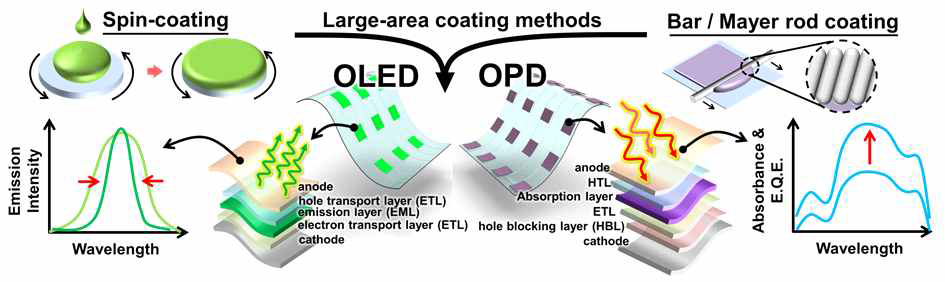 유연기판 상의 유기발광다이오드(OLED)와 유기포토다이오드(OPD) 제작 공정