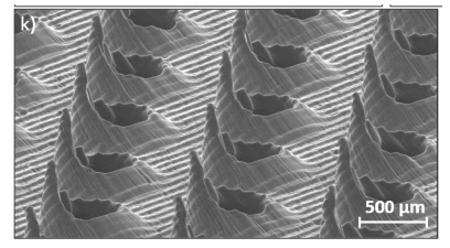 Yeung et al.,에 의해 보고된 중공 마이크로니들. SLA 3D 프린터를 이용하여 제작됨