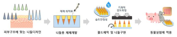 맞춤형 경피약물전달 마이크로니들패치 개발 모식도