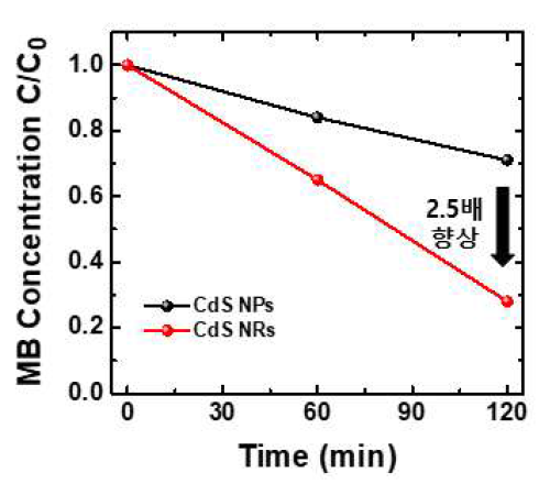 광촉매 실험 결과(CdS 형상)