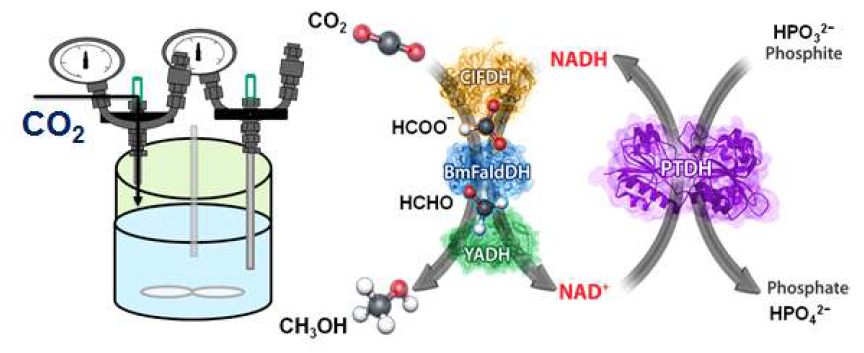 Scheme of methanol Production by cascade system using CO2 gas