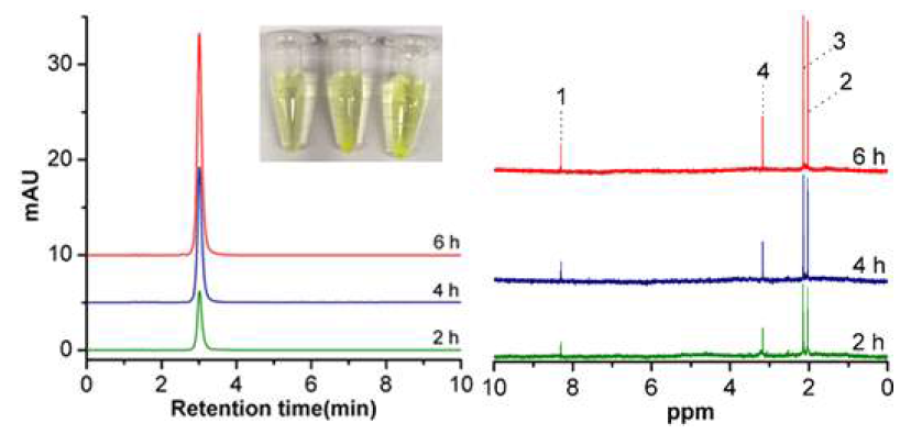 High-performance liquid chromatography chromatogram and 1H NMR of formaldehyde derivative