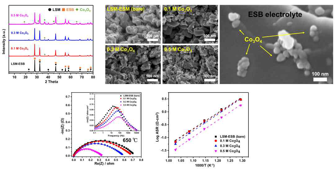 코발트 나노 입자 침투 LSM-ESB 성능 평가