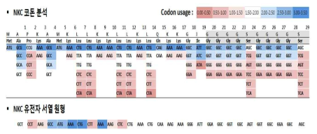 NKC 유전자 서열의 코돈빈도 분포 분석