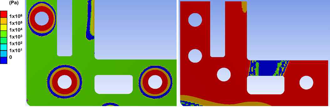 설계 변경 전후 응력 분포 변화