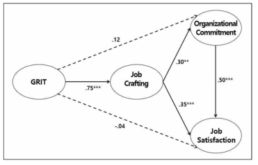 Path diagram for the modified model (**p<.01, ***p<.001)