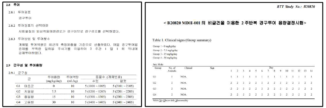 용량결정시험 프로토콜