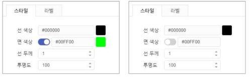 면 벡터 레이어 스타일 설정 팝업