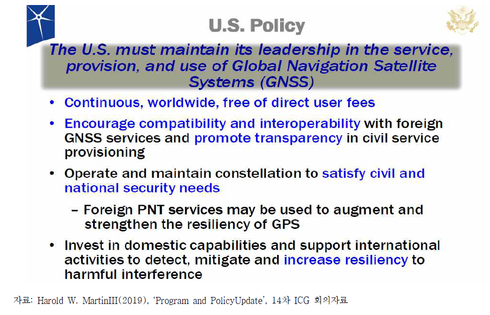 미국의 GPS 정책 4가지 목표