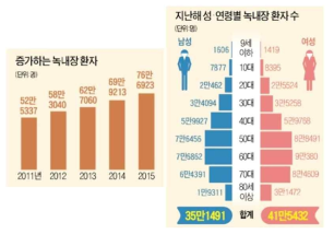 국내 녹내장 유병률 (출처: 건강보험심사평가원)