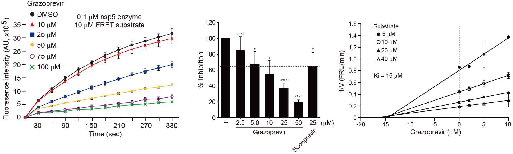 GZR에 대한 SCoV2 nsp5 FRET-based protease 활성 분석