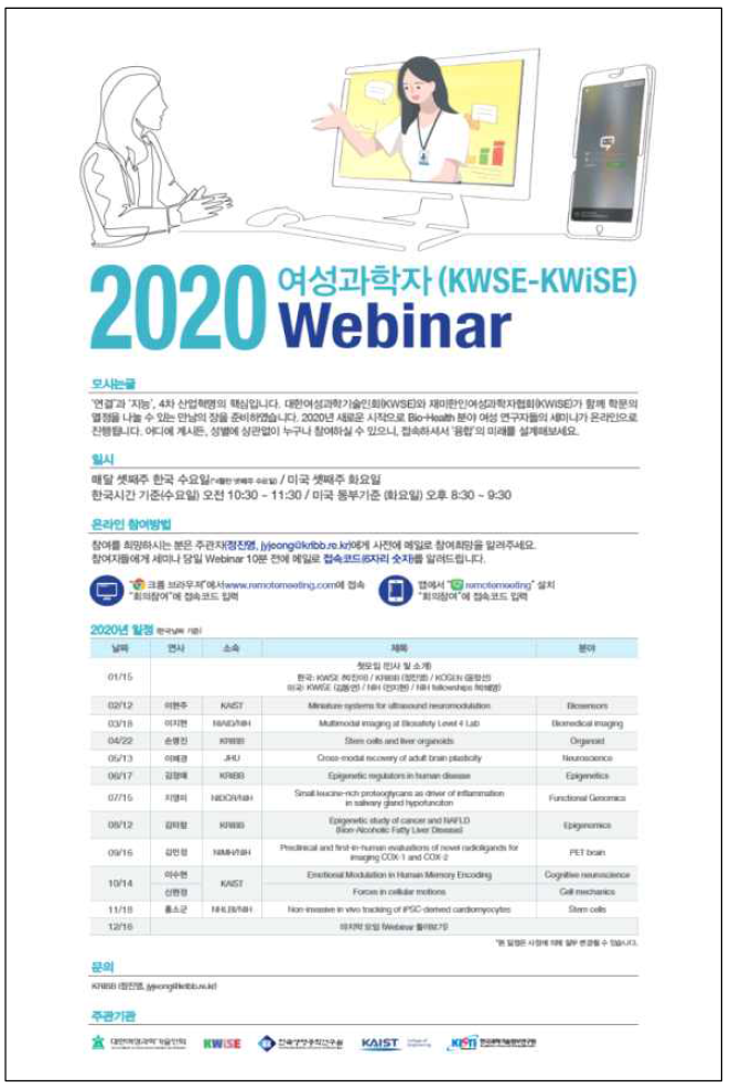 2020 여성과학자(KWSE-KWiSE) Webinar 일정표