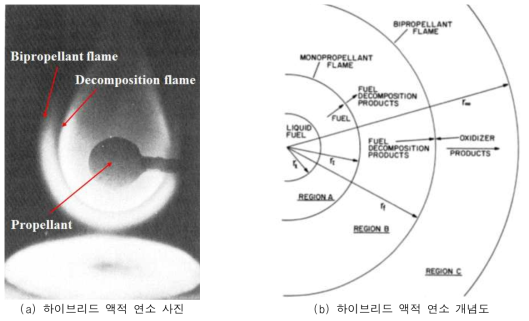 액체로켓 추진제의 하이브리드 액적 연소 (Allison, 1972)