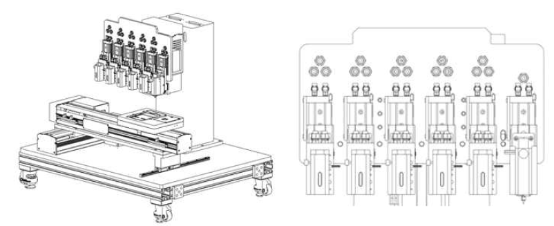 다종 세포 프린팅을 위한 다중 헤드 프린팅 시스템 설계도