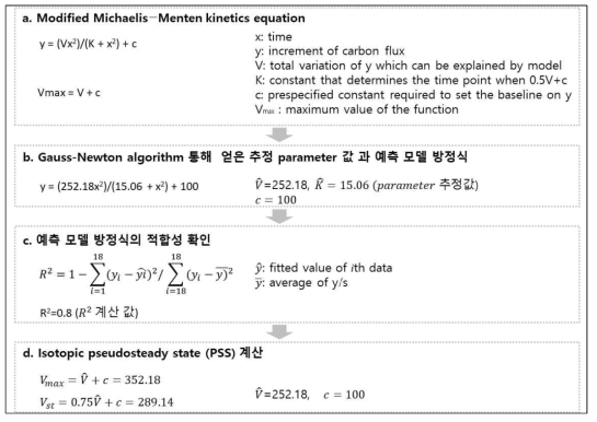 Nonlinear least-squares method 이용 isotopic pseudosteady state (PSS) 계산 흐름도