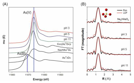 pH에 따른 비소 흡착 보헤마이트의 X-선 흡수분광분석 결과