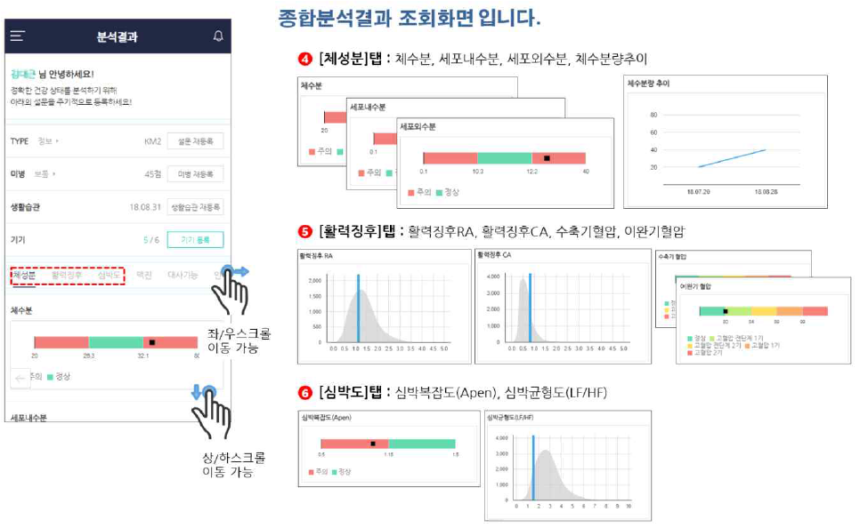 미병보감 2.0의 종합분석 결과 화면