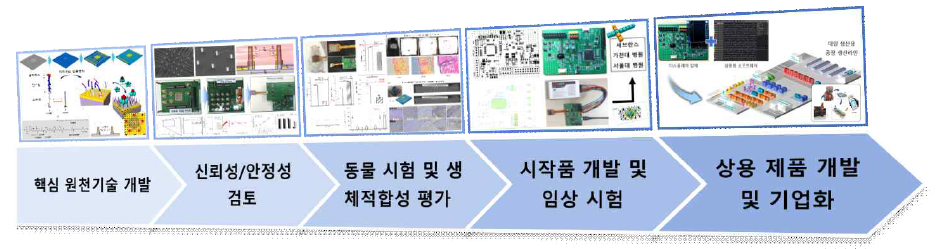 본 연구를 통해 개발된 바이오 센서의 상용화/기업화를 위한 진행 모식도