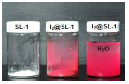 수용액으로부터 그리고 요오드 증기를 흡착한 SL-1과 I2@SL-1