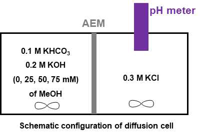 OH- 이온 투과도를 측정하는 확산셀의 모식도