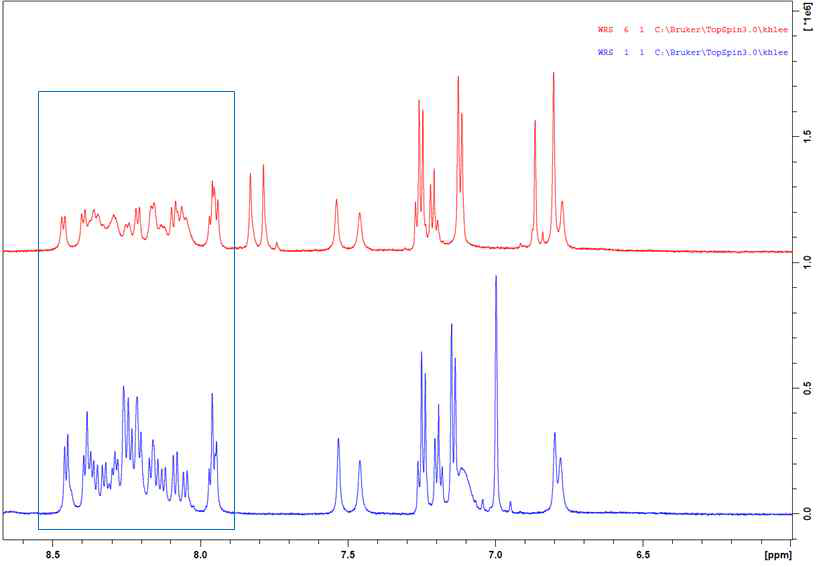 WRS peptide의 amide signal 들의 broadening