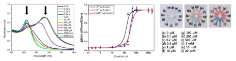 L-Cysteine 에 의한 골드나노 입자 응집 확인