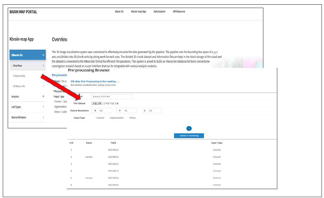 KNeuroViz의 Pre-processing configure 브라우저 창