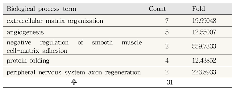 LC-MS/MS 분석 기반 Biological Process별 분류