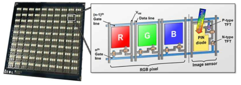실제 구현한 RGBS 픽셀 구조의 센서 임베디드 CIP array