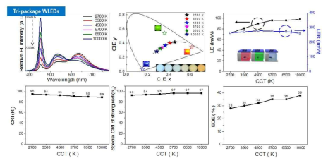 AIS 녹색, CIS 적색 양자점을 이용한 RGB tri-package white LED 특성