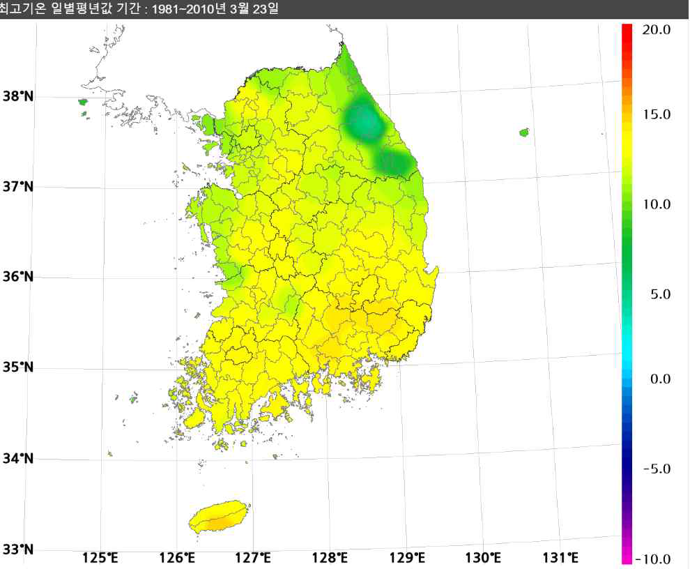 최고기온 일별평년값 1981~2010