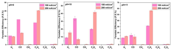 전구체 합성 단계의 pH 조절에 따른 CuOx 촉매들의 CO2RR 에 대한 product 선택성